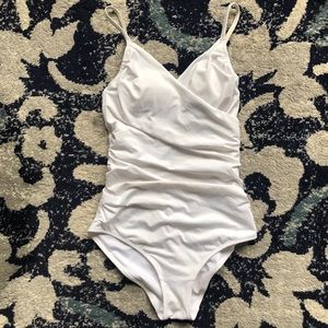 H&M White one piece strap bathing suit SMALL